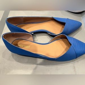 Nine West pointy toe blue flats size 8.5